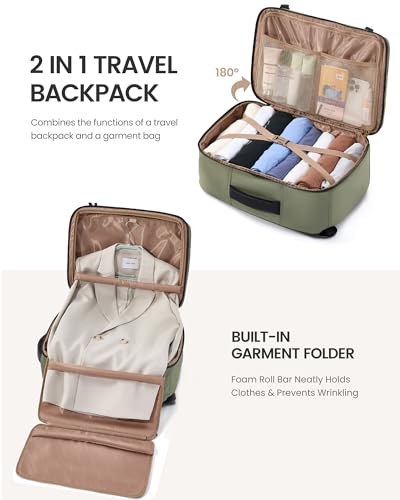 LOVEVOOK Travel Backpack for Women Men with Garment Bag, 40L Carry on Backpack as TSA Personal Item Flight Approved, Luggage Daypack Fits 17.3" Laptop, Overnight Business Weekender Travel Essential - color: Light Pink, size: 40L-17.3 Inch-4Pcs