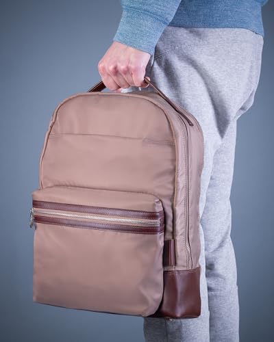 McKlein Parker, 15" Backpack Laptop Briefcase, Laptop & Tablet, Travel Business Backpack & Cross-Body, Dual Compartment Laptop/Computer & Tablet Backpack Bag Case - color: Khaki