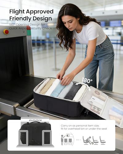 LOVEVOOK 40L Carry on Backpack, Large 17 Inch Travel Backpack for Women Men, Personal Item Bag Airline Approved with 3 Packing Cubes, Hiking Backpack Waterproof Weekender Essentials Casual Daypack - color: Black, size: 40L-4PCS