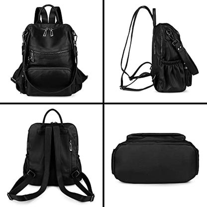 Uromee Travel Backpack Purse for Women Vegan Leather Ladies Fashion Tassel Shoulder Bag Convertible - color: 0243 Black