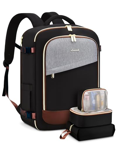 LOVEVOOK Travel Backpack for Women, 40L Carry On Backpack for Airplanes - color: Black-grey-brown, size: 40L