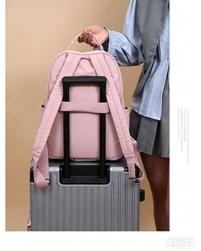 Casual Backpack, Multi-Pocket Design with Front Zipper Compartment (Pink) - color: Pink