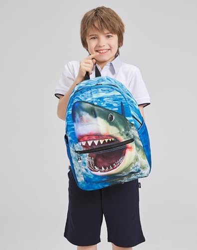 Boys Backpack - 3D Animal Face Shark Backpack for School - color: Shark Ocean