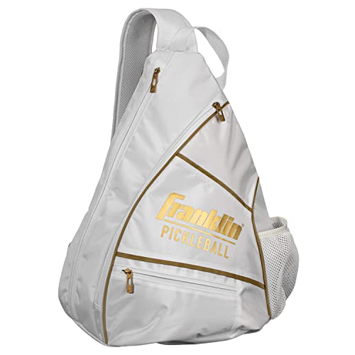 Franklin Sports Pickleball Bags - Sling Bag Backpack for Gear + Equipment - Men + Women - Holds Paddles, Balls + Accessories - color: White/Gold