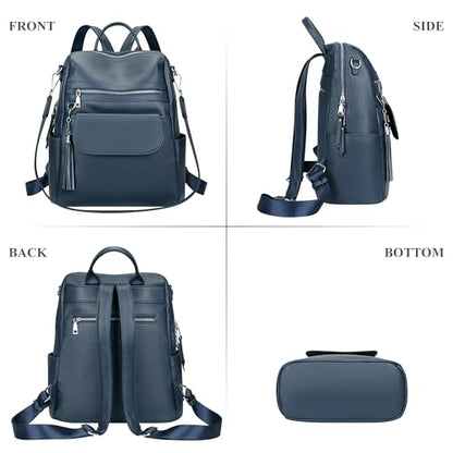 ALTOSY Genuine Leather Backpack Purse for Women Large Convertible Shoulder bag Ladies Crossdody Bag with Tassel(S115 Indigo Blue) - color: Indigo Blue