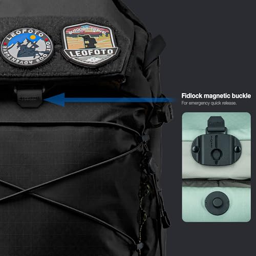 LEOFOTO 35L Camera Backpack for Photographer, Lightweight Waterproof Travel Camera Bag for Camera/Drone/15.6" Laptop, Photopraphy Bag with Side Access & Rain Cover, Tripod Compatible, 2.65KG - BLACK - color: 35l-bag+medium Insert-black