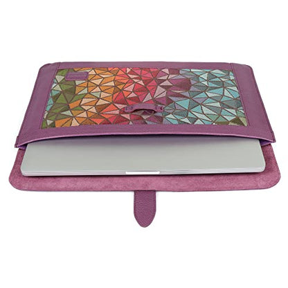 LONDO Leather Sleeve Compatible with MacBook Pro 14 & Air 13-13.3 Inch (M5, M4, M3, M2, M1, Pro, Max) & iPad Pro 12.9, Premium Top Grain Leather Laptop Bag, 2020 to 2026 Models - color: Purple, size: 13-14 inches