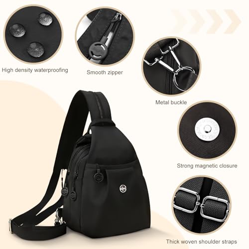 Waterproof 2-Way Mini Commuter Bag, Multi-Compartment Oxford Small Backpack, For Women, Collegeman, Commuter, Travel with Anti-Theft,Three in One Multifunctional Convertible Design(Black) - style: Black