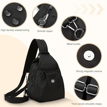 Waterproof 2-Way Mini Commuter Bag, Multi-Compartment Oxford Small Backpack, For Women, Collegeman, Commuter, Travel with Anti-Theft,Three in One Multifunctional Convertible Design(Black) - style: Black