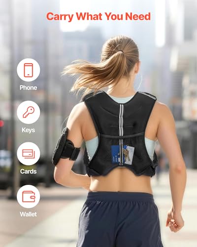 VEVOR Weighted Vest, 6lbs/8lbs/10lbs/25lbs Body Weight Vest for Men Women, with Reflective Stripe, Adjustable Buckle, Workout Equipment for Strength Training, Running, Jogging, Fitness, Muscle Building, Weight Loss - size: 25 lbs