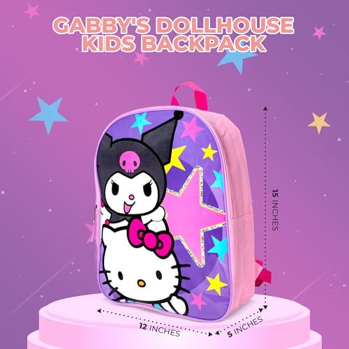 AI ACCESSORY INNOVATIONS Sanrio's Hello Kitty & Kuromi Kids Backpack, Elementary School Girls Book Bag, Purple & Pink - color: Hello Kitty and Kuromi
