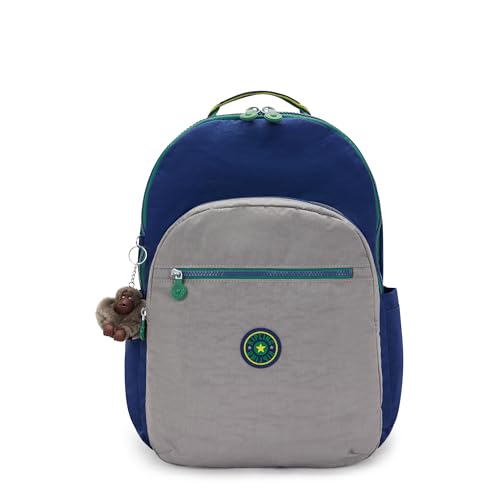 Kipling Women's Seoul Extra Large 17" Laptop Backpack, Durable, Roomy with Padded Shoulder Straps, Built-In Protective Sleeve - color: Cement Blue Cbm, size: 13.5''L x 17.75''H x 9''D