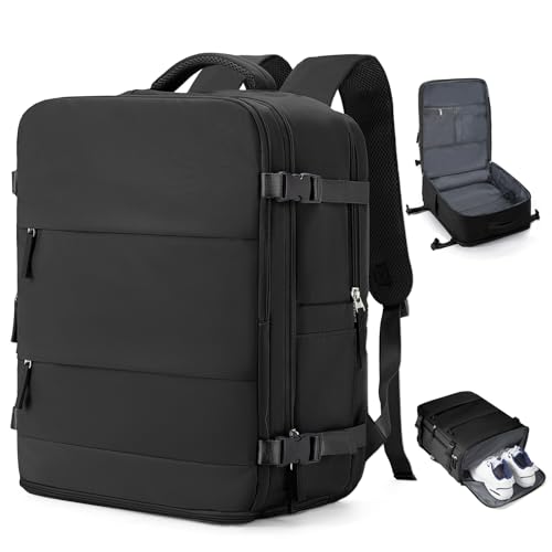 coowoz Large Travel Backpack Carry On for Women Man Black Waterproof Gym Backpacks with Laptop Compartment Mochila de Viaje Teacher Personal Item Backpack Rucksack Airplane Accessories Must Haves - color: Black, size: 33l