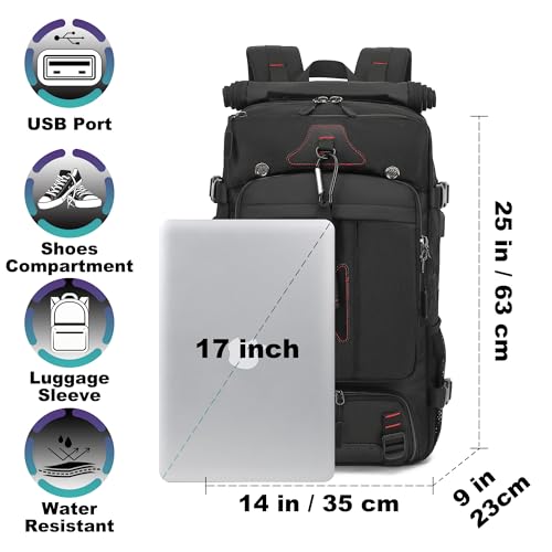 60L Large Travel Backpack with Shoe Compartment, Convertible Utility Backpack for Men, Extra Large Multi-Pocket Backpack with Laptop Sleeve for Gym, Road Trip, Business & Overnight Travel