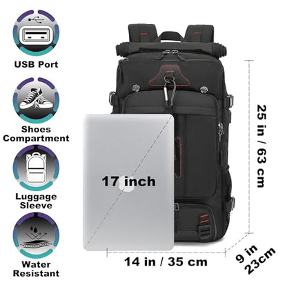 60L Large Travel Backpack with Shoe Compartment, Convertible Utility Backpack for Men, Extra Large Multi-Pocket Backpack with Laptop Sleeve for Gym, Road Trip, Business & Overnight Travel