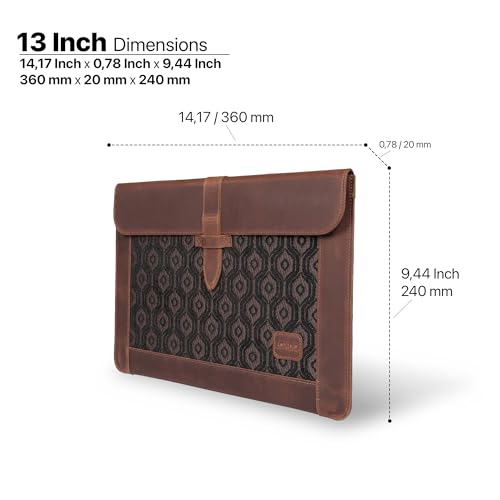Londo Leather Sleeve Compatible with MacBook Pro 14 & Air 13-13.3 Inch (M5, M4, M3, M2, M1, Pro, Max) & iPad Pro 12.9, Premium Top Grain Leather Laptop Bag, 2020 to 2026 Models - color: Cinnamon, size: 13-14 inches