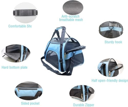 ZaneSun Cat Carrier,Soft-Sided Pet Travel Carrier for Cats,Dogs Puppy Comfort Portable Foldable Pet Bag Airline Approved (Medium-Blue) - color: Medium-Blue