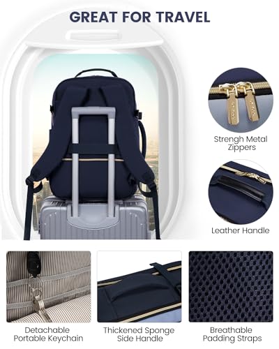 LOVEVOOK 40L Travel Backpack for Women & Men, Airline Approved Carry On Luggage with 3 Packing Cubes, TSA Overnight Bags, Waterproof Personal Item Bag, Weekender Essentials Backpacks fits 17" Laptop - color: Ink Blue-grey Blue-black, size: Large
