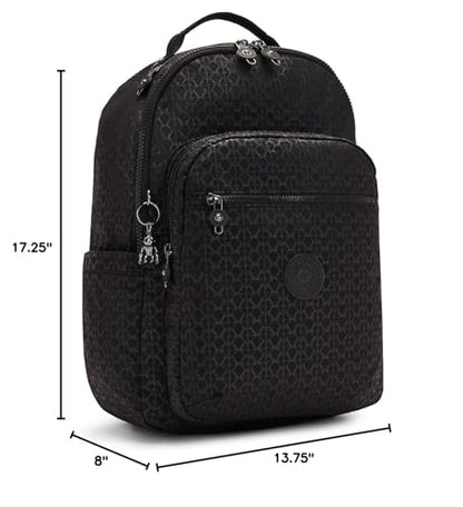Kipling Women's Seoul 15" Laptop Backpack, Durable, Roomy with Padded Shoulder Straps, Built-In Protective Sleeve - color: Signature Emb, size: 12.75''L x 17.25''H x 8''D