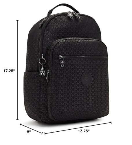 Kipling Women's Seoul 15" Laptop Backpack, Durable, Roomy with Padded Shoulder Straps, Built-In Protective Sleeve - color: Signature Emb, size: 12.75''L x 17.25''H x 8''D