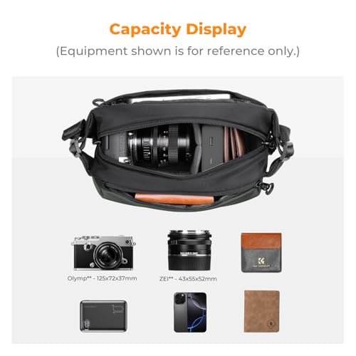 K&F CONCEPT Camera Sling Bag Crossbody Bag Waterproof Camera Shoulder Backpack DSLR/SLR/Mirrorless Camera Case - color: 15 Deep Green Small