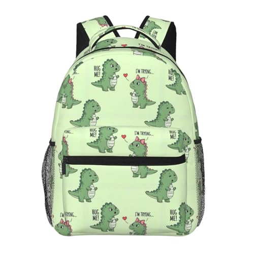 Multi Purpose Gym Backpack Dinosaur Lovers Couple Hug, Casual Daypack with Inner Pocket and Mesh Side Pockets for Sports and Weekend Trips - color: Pattern (750)