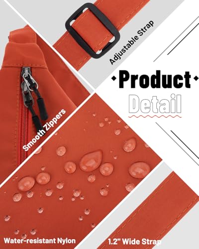 Crossbody Crescent Bag for Women Men Trendy, Crescent Sling Bag with Adjustable Strap, 2 Zippers Lightweight - color: Orange Red
