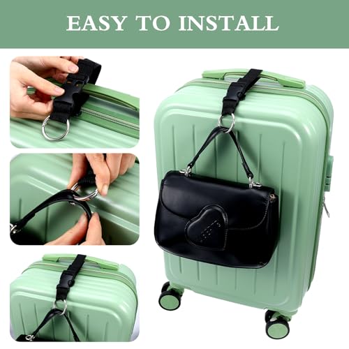 2 PCS Suitcase Strap, Adjustable Luggage Straps to Connect Two Suitcases, Travle Belt with J Hook for Carry on Extra Backpack, Travel Attachment Accessories for Connecting Your Luggage Jacket (Black)