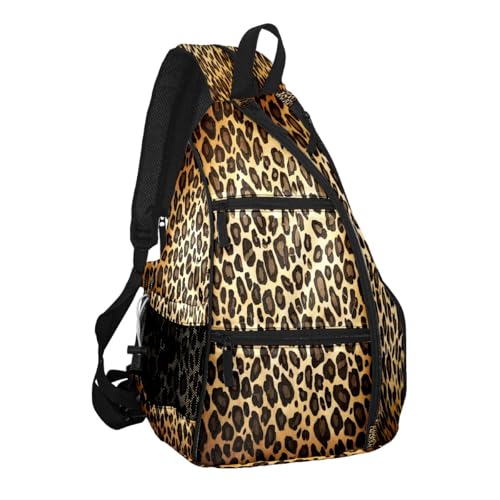 Pickleball Bag for Women & Men – Lightweight Sports Backpack with Paddle Compartments, Dual Carry Modes, Detachable Zippered Strap, Brown Leopard, Great Gift Option for Players - color: Brown