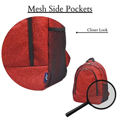 NGIL Canvas School Backpack (Glitter-Red) - color: Glitter-red