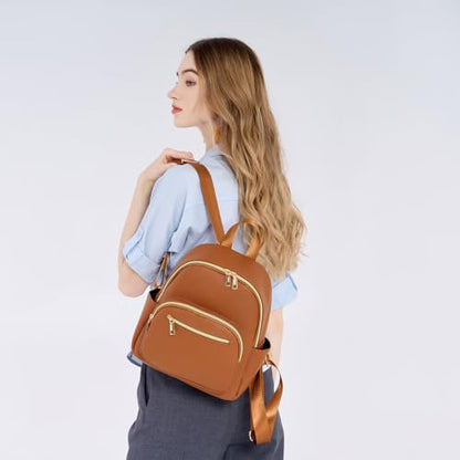 Mini Backpack Purse for Women PU Leather Small Backpack Fashion Multi Pockets Casual Daypacks Ladies Travel Shoulder Bags Brown - color: Brown