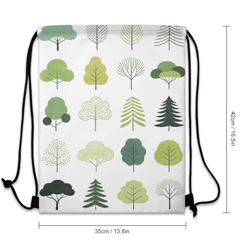 Honeycomb Drawstring Backpack Lightweight & Durable Bag Green Trees with Unique Textures for City Life - color: Style-5