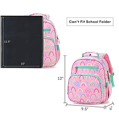 mibasies Toddler Backpack for Girls 2-4: Cute Kids Backpacks for Girls - Preschool Kindergarten Backpack - Rainbow Pink - color: Rainbow, style: Toddler-12"h(not Fit Folder)