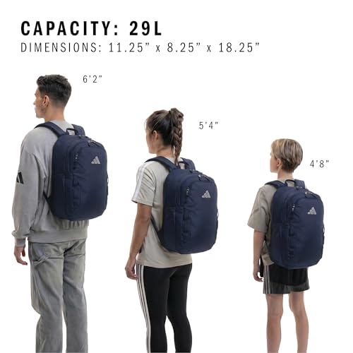 adidas Amplifier Backpack for Laptop, School and Gym, 28L, Night Indigo/Black/Regular, OSFA - color: Night Indigo/Black/Regular