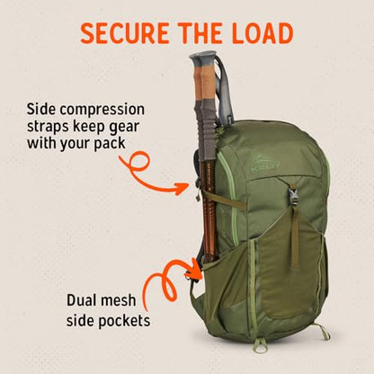Kelty Asher Backpack, Daypack to Multi-Day Backpacking Capacity, Hiking, Lightweight Travel Pack, Internal Frame (35L Winter Moss) - color: Winter Moss/Dill, size: 35L