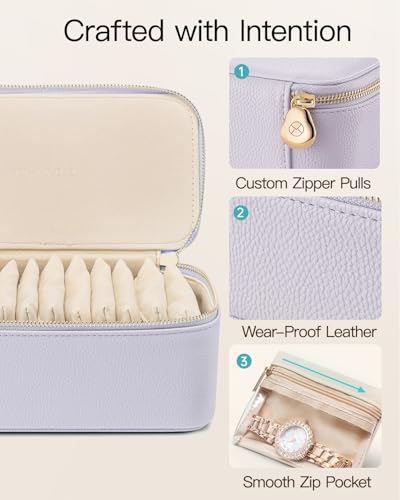 VLANDO Jewelry Box with 12 Velvet Jewelry Bags Travel Jewelry Case for Girls Jewelry Organizers Necklace Rings Earrings Storage Bags Holidays Gifts Bridal Shower Gifts-Purple - color: 12PCS-Purple