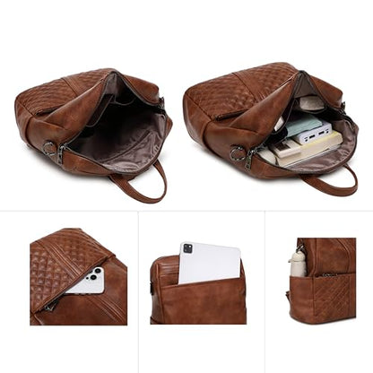 sqlp Fashion Backpack Purse for Women Faux Leather Ladies Handbags - color: Black, size: Medium