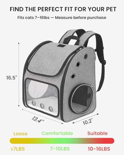 Expandable Cat Backpack Carrier for Small Cats/Dogs Airline Approved | Pet Carrier Backpack with Large Space/Breathable Mesh/Anti-Collapse,for Travel/ Hiking/Camping/Vet, Up to 18 lbs - color: Grey
