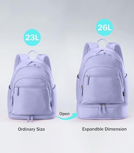Uselike Gym Backpack for Women Men, Lightweight Gym Bag with Shoe Compartment, Waterproof Workout Backpack with Wet Pocket - color: Lavender