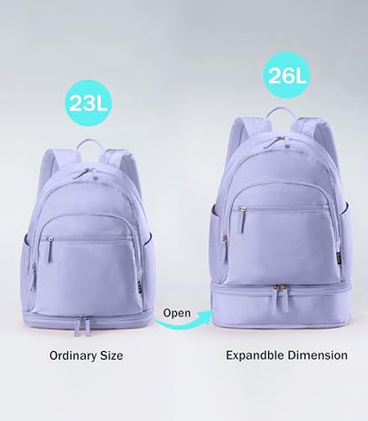 Uselike Gym Backpack for Women Men, Lightweight Gym Bag with Shoe Compartment, Waterproof Workout Backpack with Wet Pocket - color: Lavender