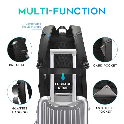FUTURE AESTHEICS Business Laptop Backpack for Men,Women，15.6 Inch Water Resistant Travel smart Laptop Backpack Carry On Backpack with USB Charging Port，Large Business Work Durable Computer Bag, Black - color: Black