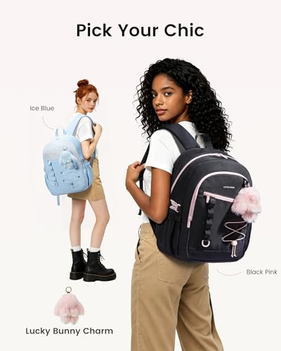 LOVEVOOK School Backpack for Girls, Large Capacity 16 Laptop Backpack with Insulated Lunch Box & Tumbler Pockets, Multi-Compartment Bookbag, Water-Resistant Travel Backpack, Ice Blue - color: Ice Blue Lunch