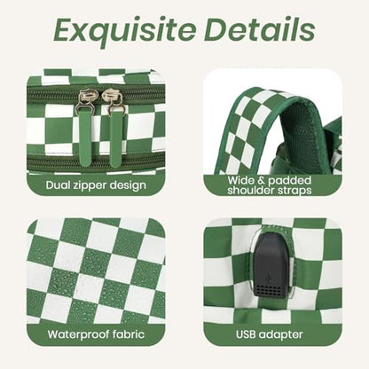 FHELAD Checkered Diaper Bag Backpack with Changing Pad & Stroller Clips, Large Travel Baby Diaper Bag for Newborn Moms, Baby Shower Gifts (Dark Green) - color: Dark Green