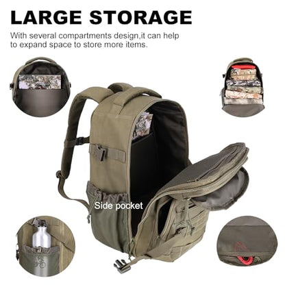 Tactical Hiking Backpack with 180° Open Design, Molle Webbing, Padded Laptop Compartment, Lightweight for Outdoor Adventures (green) - color: Green