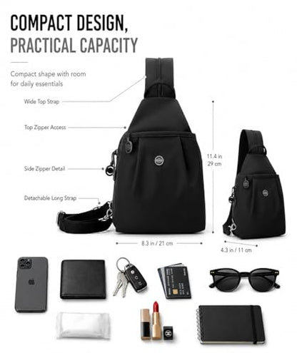 Sling Backpack for Women, Water-Resistant Crossbody Chest Bag for Travel, Work, Gym, Students & Daily Use - color: Polar Ash