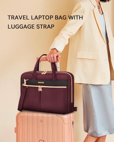 Ferkurn Laptop Bag Case Women Men Computer Bag Compatible with MacBook/HP/LG/Dell, Shoulder Strap Slim Carrying Messenger Briefcase, Wine Red, 14 Inch - color: Wine Red, size: 14 inch