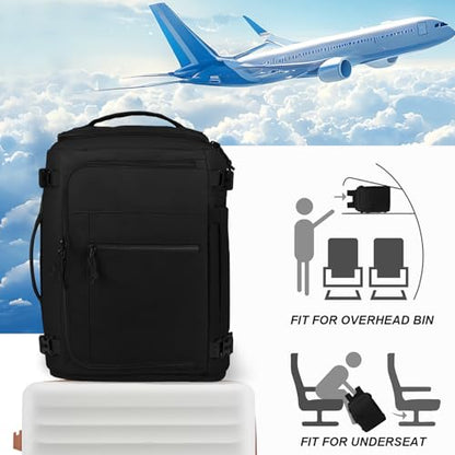 Carry On Travel Backpack Flight Approved Laptop Backpack Business Work Backpack for Women Men Large Capacity Casual Daypack with Wet/Dry Separation Pockets, Black - color: Black, style: B