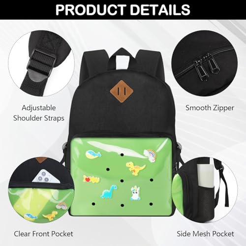 Kids Backpack for Boys Girls 6-12 Years, Kid School Backpacks with Shoe Charm - Book Bag for School (green) - color: Green
