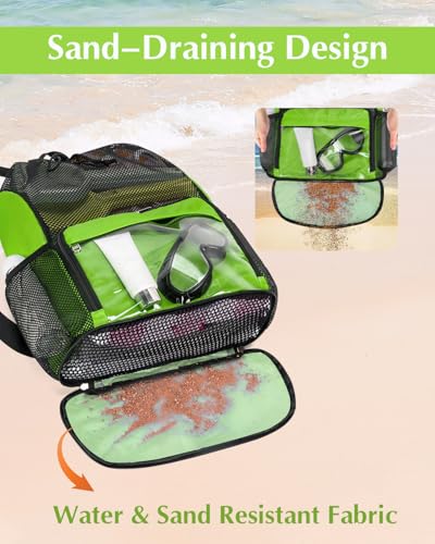 Drawstring Backpack Sandproof Beach Backpack with Shoe Compartment & Wet Pocket Waterproof Mesh Swim Bag Pool Bag for Gym, Travel and Workout Gear (Mint Green) - color: Mint Green