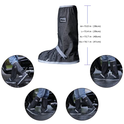 Waterproof Rain Boot Shoe Cover with Reflector Reusable & Foldable - color: Black#2, size: XX-Large
